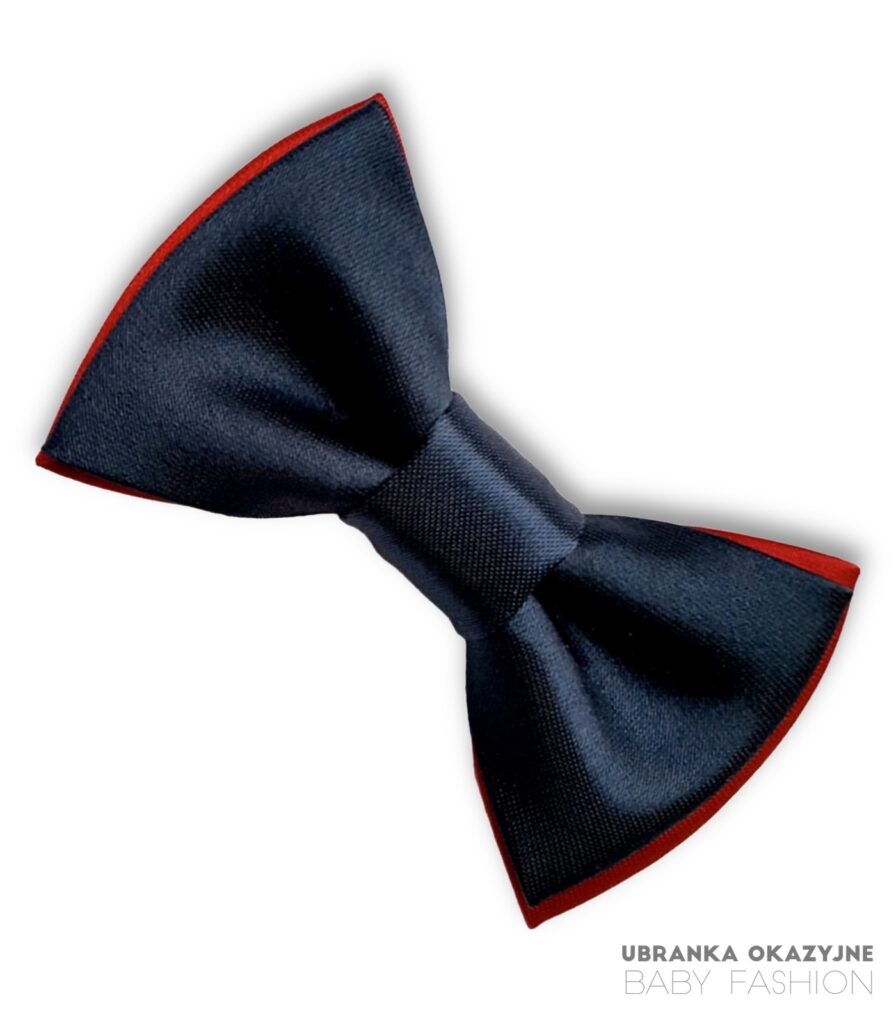 Granatowo-czerwona muszka dla niemowlaka - elegancki dodatek dla małego chłopca