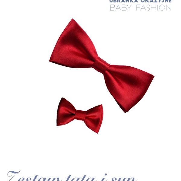 Zestaw czerwonych much dla taty i synka - muszka duża i mała