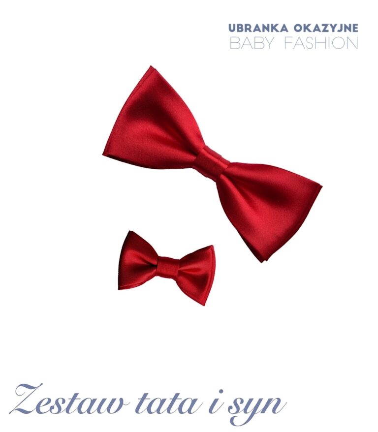 Zestaw czerwonych much dla taty i synka - muszka duża i mała