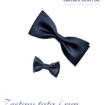 Zestaw granatowych much dla taty i synka - muszka duża i mała