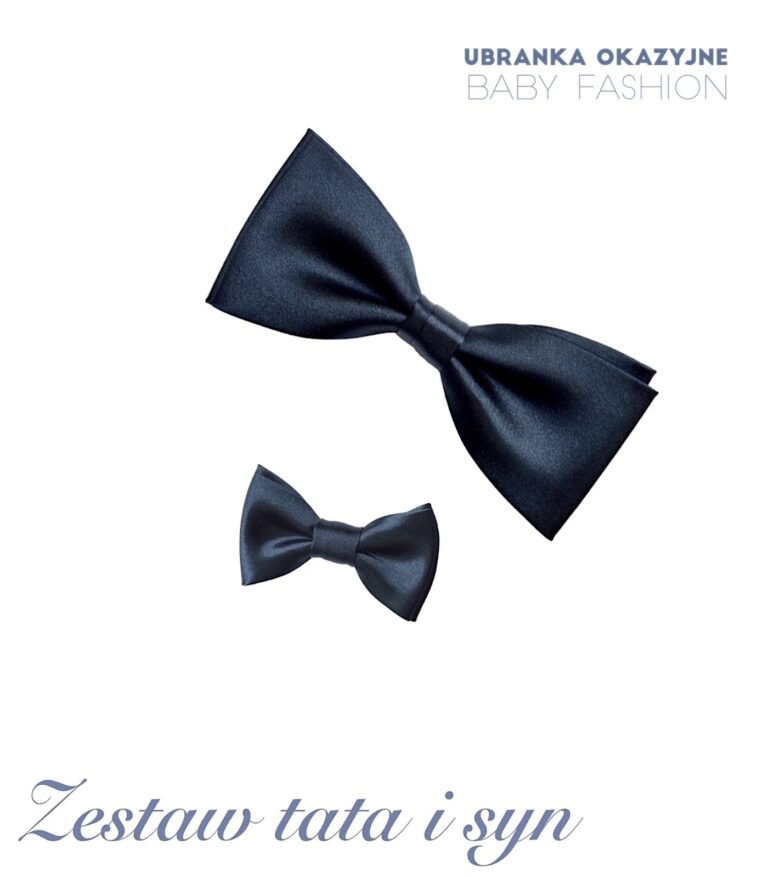 Zestaw granatowych much dla taty i synka - muszka duża i mała