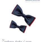 Zestaw granatowo-czerwonych much dla taty i syna - muszka duża i średnia