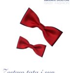 Zestaw czerwono-granatowych much dla taty i syna - muszka duża i średnia