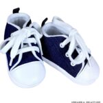 Granatowe trampki niemowlęce z białym noskiem i sznurówkami