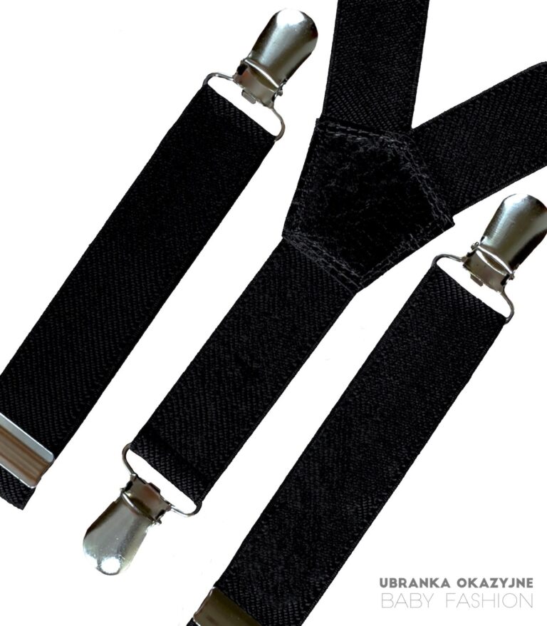 Czarne szelki dla dziecka do chrztu lub na roczek.