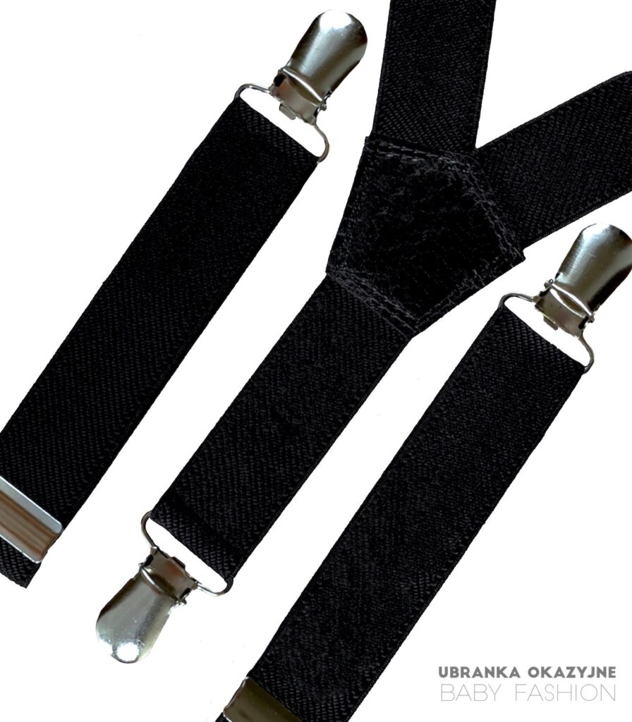 Czarne szelki dla dziecka do chrztu lub na roczek.