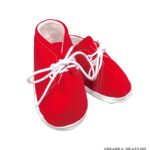 Czerwone bawełniane buciki niemowlęce wiązane na białe sznurówki