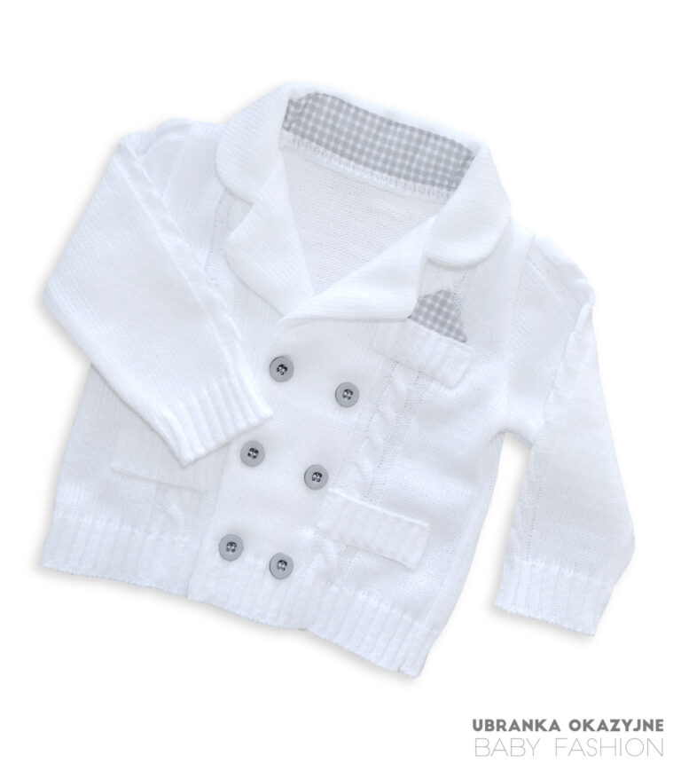 Sweterek biały szare dodatki