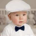 Gładki bawełniany kaszkiet dla dziecka w kolorze białym