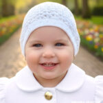 Biała ażurowa czapka do chrztu dla dziewczynki - eleganckie nakrycie głowy dla niemowlaka 0-8 miesięcy