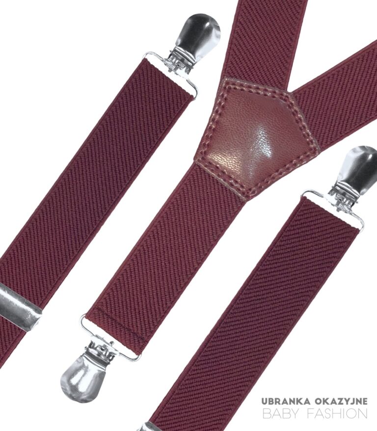 Bordowe szelki dla dziecka do chrztu lub na roczek.