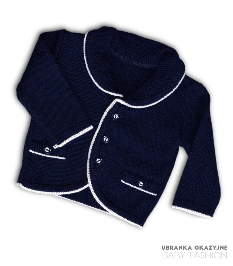 Sweterek granatowy białe dodatki