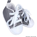 Szare trampki niemowlęce z białym noskiem i sznurówkami - wiązane niechodki