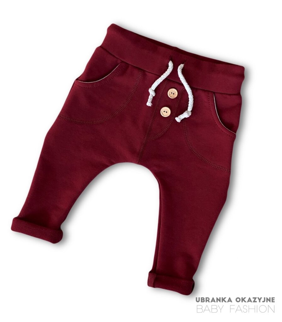 Spodnie bordowe z dzianiny dla dziecka