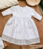 Biała sukienka do chrztu z długim rękawem