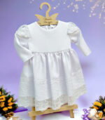 Biała sukienka do chrztu z długim rękawem