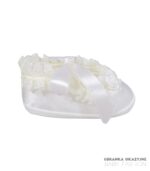 Balerinki Ecru dla niemowlaka do chrztu z różyczkami.