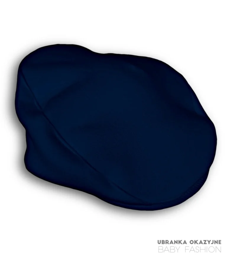 Elegancki granatowy kaszkiet niemowlęcy idealny do chrztu lub na wesele.