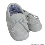 Szare mokasyny niemowlęce zamszowe z ozdobną kokardką