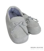 Szare mokasyny niemowlęce zamszowe z ozdobną kokardką