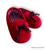 Czerwone mokasyny niemowlęce zamszowe