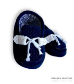 Eleganckie zamszowe niechodki dla chłopca - granatowe mokasyny