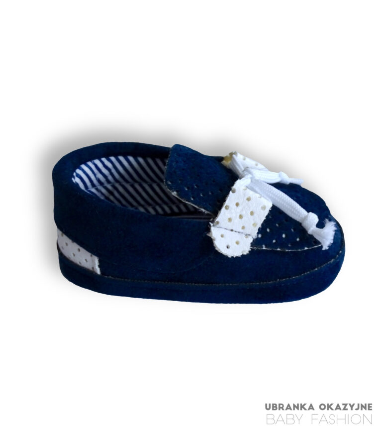 Mokasyny granatowo-białe