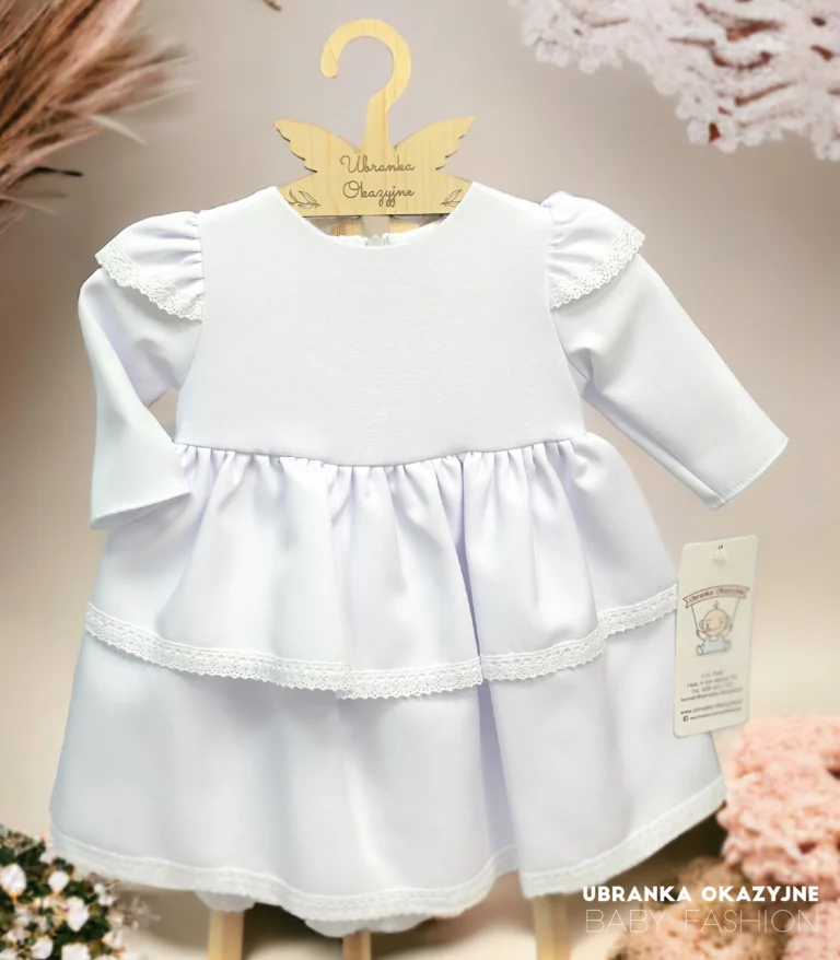 Sukienka biała dwie falbanki