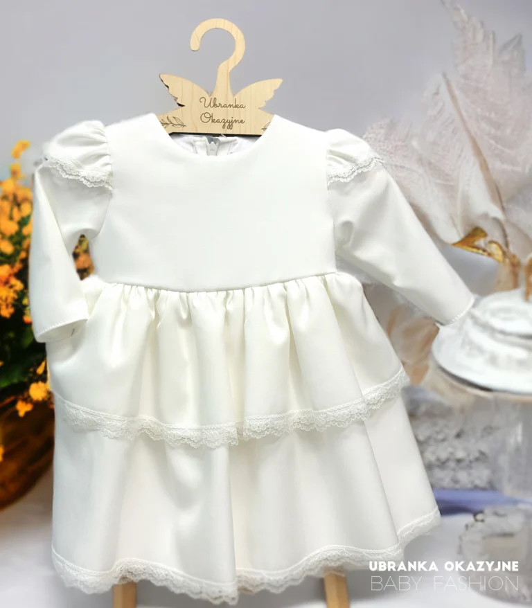 Sukienka ecru dwie falbanki