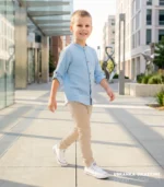 Błękitna koszula muślinowa dla chłopca