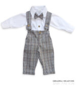 Zestaw Borysek w kratkę z koszulo-body