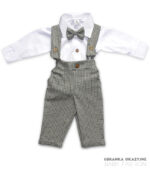 Zestaw Denis w pepitkę z koszulo-body