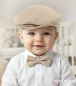 Beżowy kaszkiet dla dziecka - elegancka czapka chłopięca
