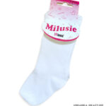 Białe podkolanówki niemowlęce marki Milusie, gładkie