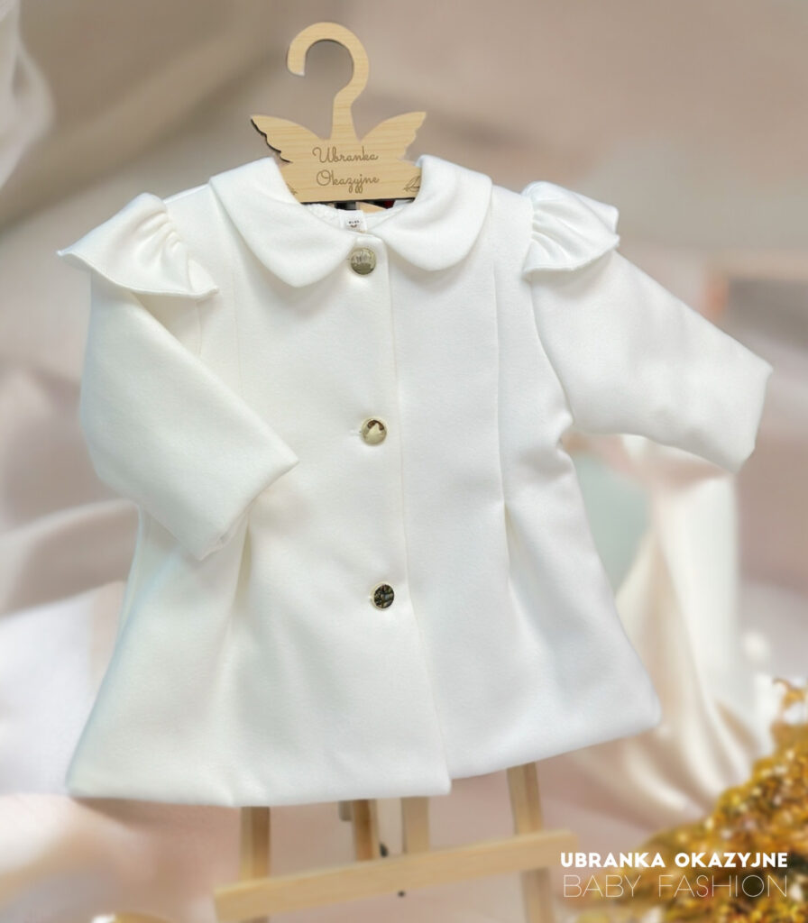 Elegancki płaszczyk do chrztu w kolorze ecru