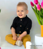 Zestaw chłopięcy Maksiu musztardowo-czarny