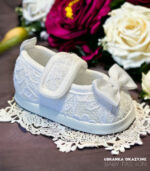 Balerinki Białe z kokardką do chrztu