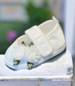 Balerinki Ecru z kwiatami