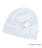 Czapka Biała z kokardką i cekinami