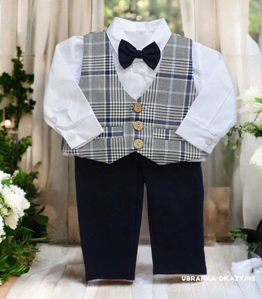 Ubranko do chrztu - Zestaw chłopięcy ERYK z kamizelką
