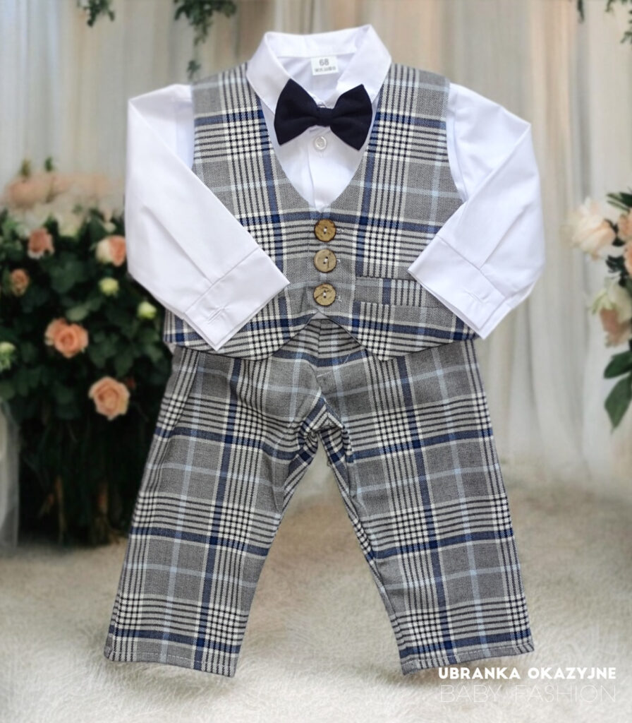Ubranko do chrztu - Zestaw chłopięcy ERYK II z kamizelką