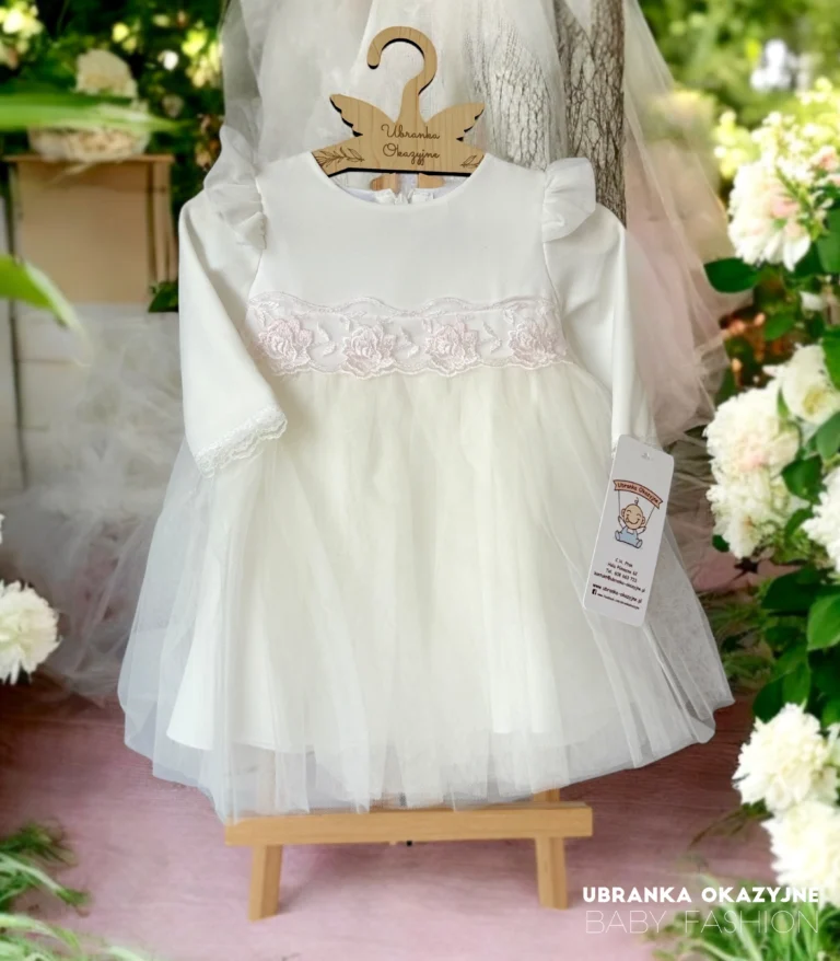 Sukienka do chrztu cukierkowe love ecru