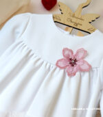 Sukienka do chrztu Truskawkowe love z długim rękawem