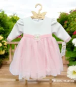 Sukienka do chrztu Roxane Biało-różowa