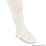 Rajstopy niemowlęce ecru w ażurowe romby do chrztu