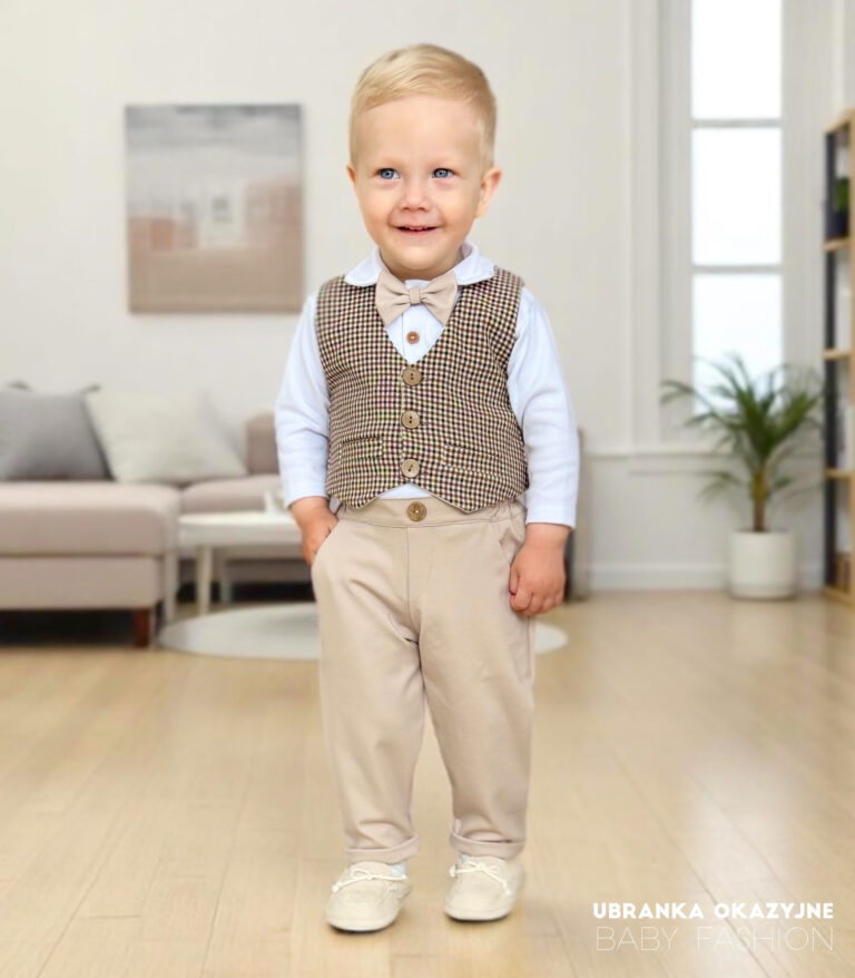 Zestaw dla dziecka z kamizelką w pepitkę - Oluś