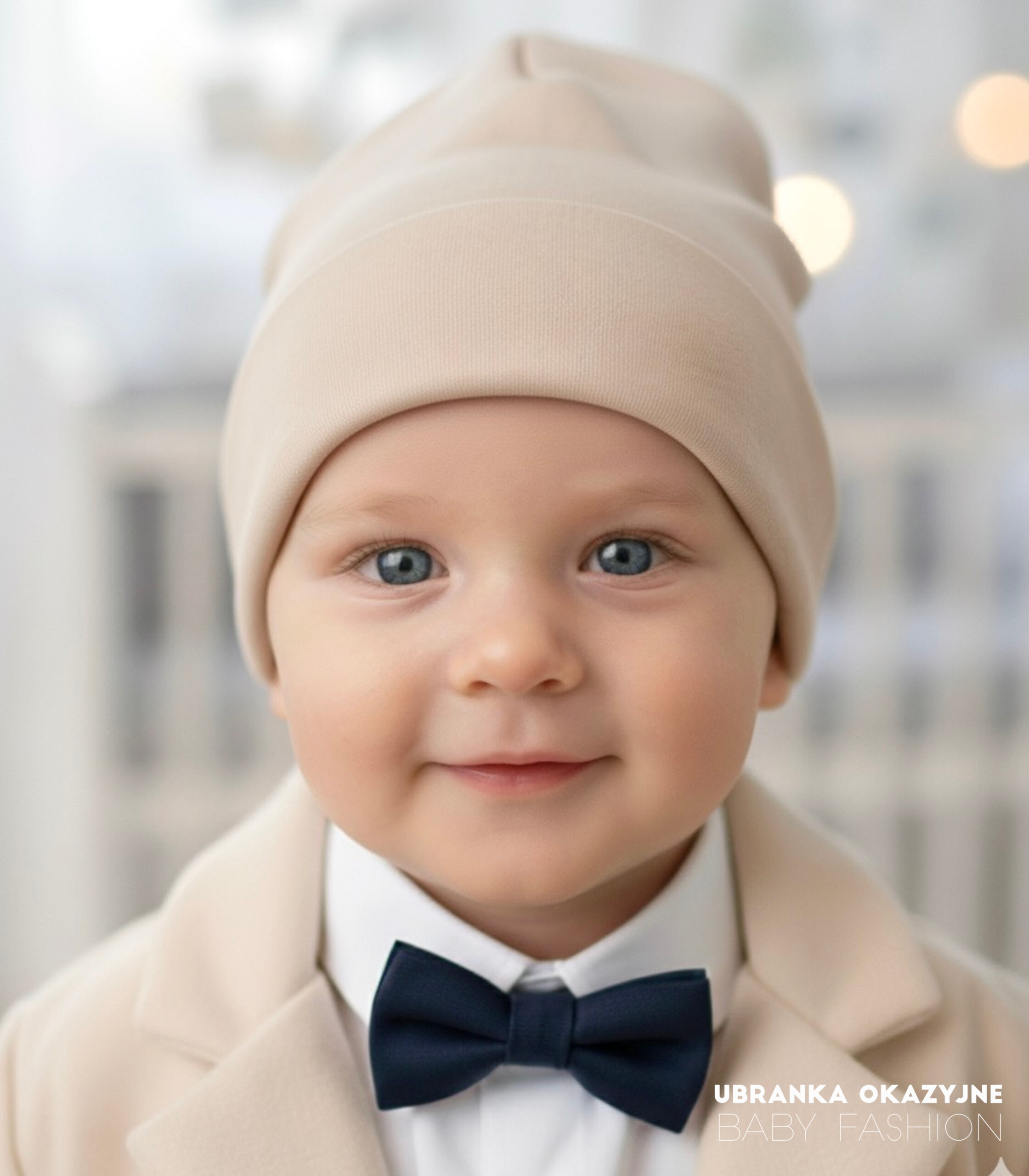 Czapka Beżowa smerfetka dla dziecka