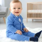 Niebieski garnitur dla chłopca Bartuś - elegancki komplet do chrztu i na wesele