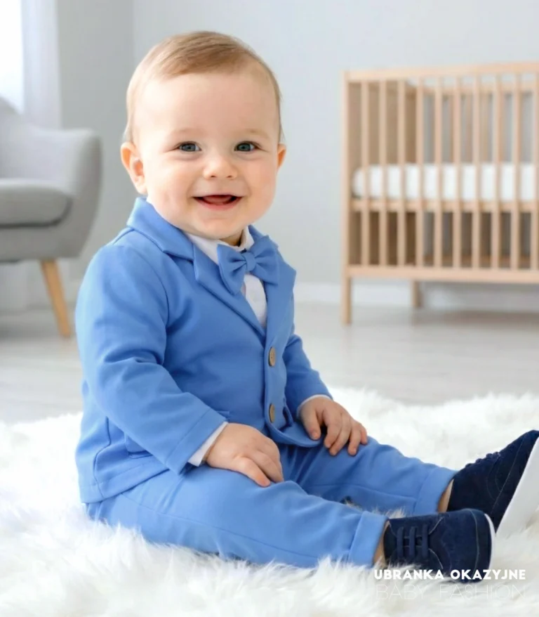 Niebieski garnitur dla chłopca Bartuś - elegancki komplet do chrztu i na wesele
