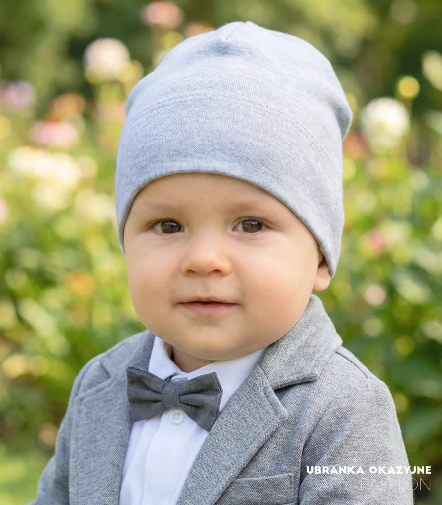 Czapka letnia w kolorze szary melanż dla małego dziecka